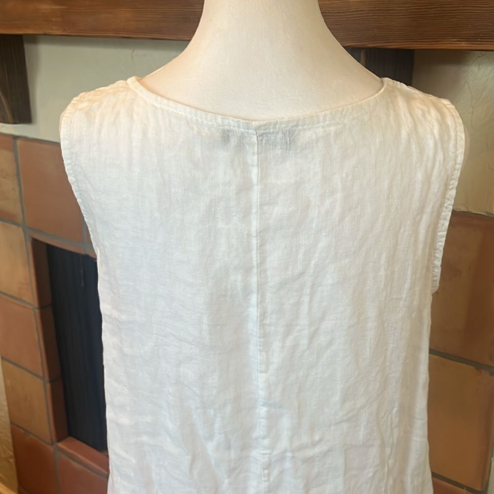 Francesca Bettini White Sheer Sleeveless Linen Dress, size S - Picture 6 of 10